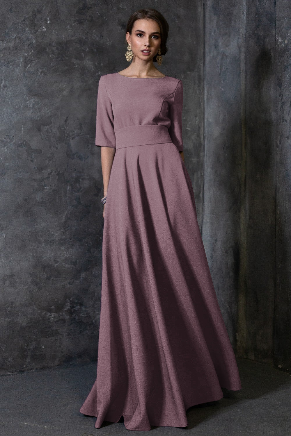 Purple grey maxi dress with circle skirts