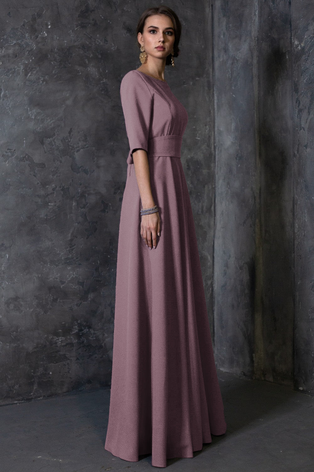 Purple grey maxi dress with circle skirts