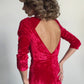 Bodycon red velvet dress with open back