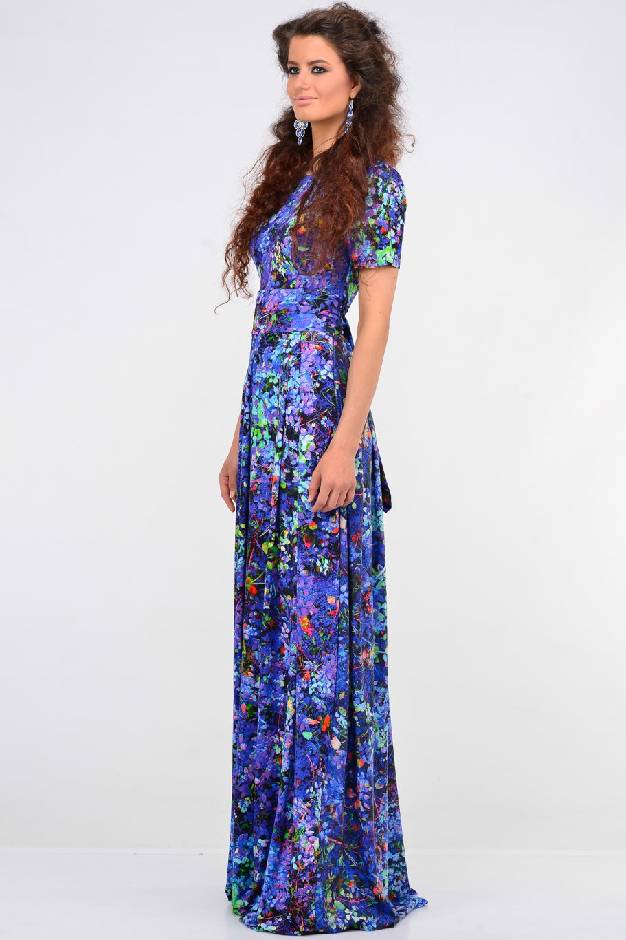 Long dress with blueberry print