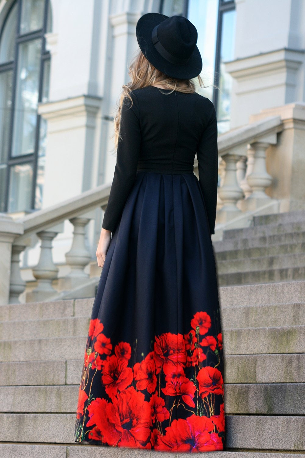 Black dress with poppies best sale