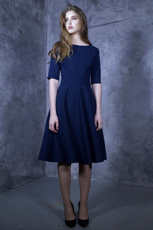 Dark blue dress with circle skirts