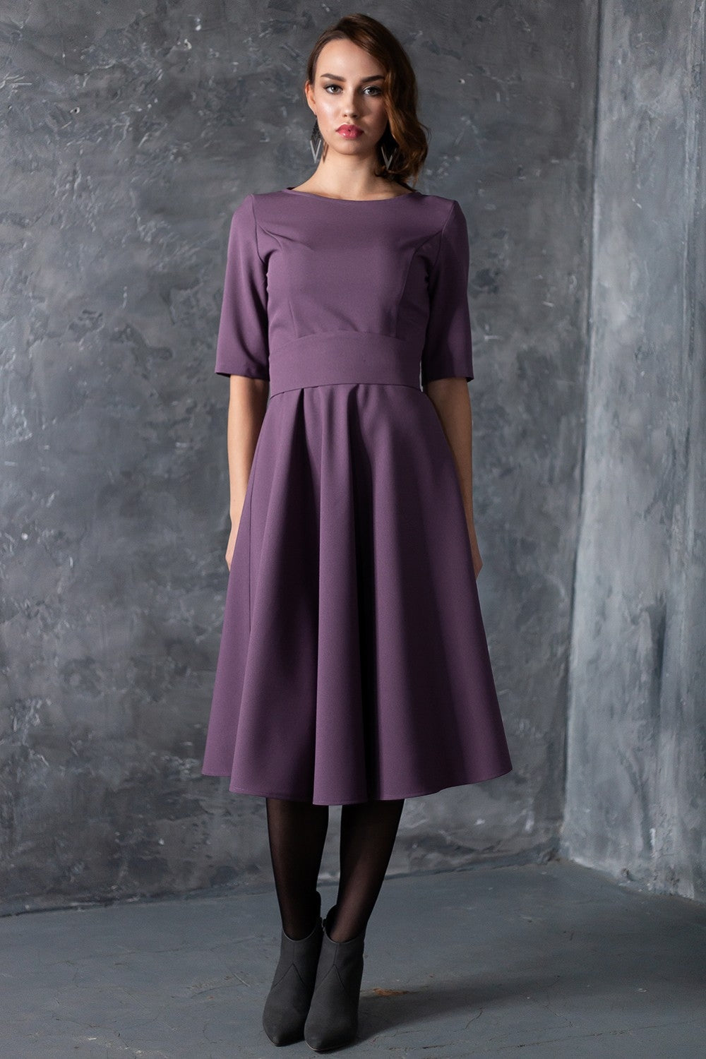 Grey purple dress with circle skirts